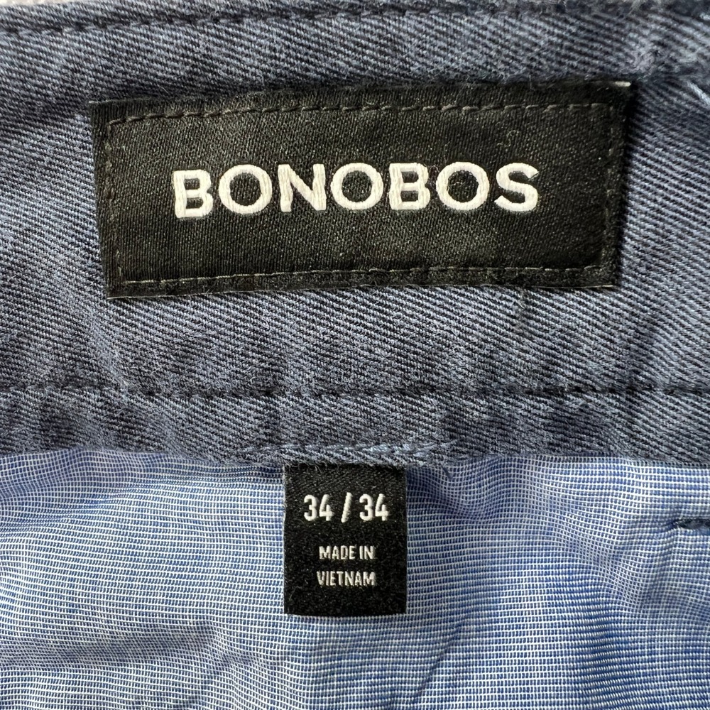 Bonobos Tailored Fit Chino Pants 34x34 Navy Blue Stretch Cotton Flat Front - Picture 4 of 9